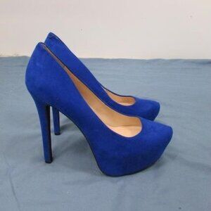 Jessica Simpson Women Royal/Cobalt Blue Suede Look Stiletto 8.5